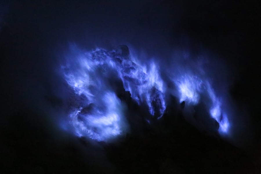 Blue Fire Kawah Ijen Blue Flame Mount Ijen Lava Banyuwangi Indonesia