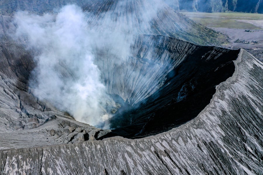 Mount Bromo Crater Drone