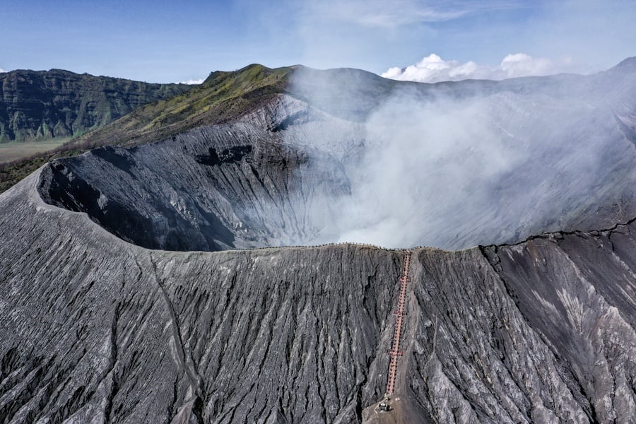 Mount Bromo Crater Drone