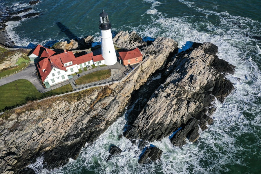 Maine Lighthouses Best Lighthouses In Maine Portland Head Light Drone