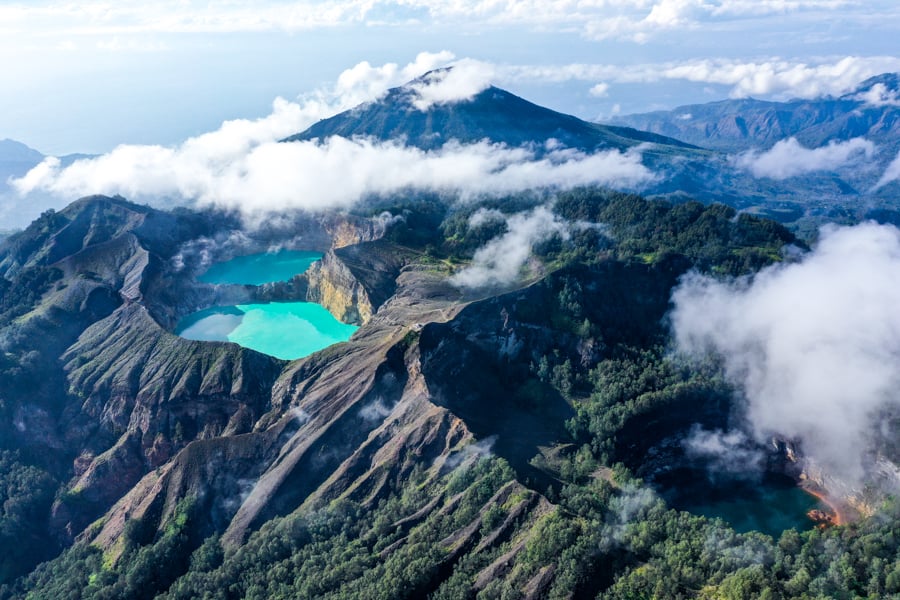 Kelimutu Lakes Volcano Drone Flores Indonesia