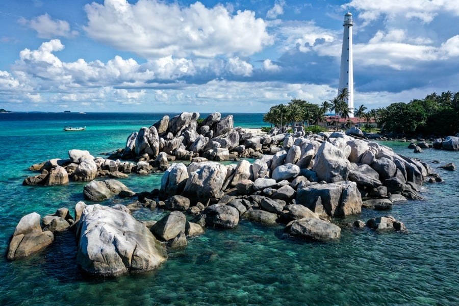 lighthouse belitung drone