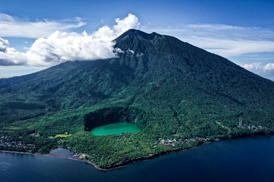 Pulau Ternate Island Danau Tolire Drone Maluku Indonesia