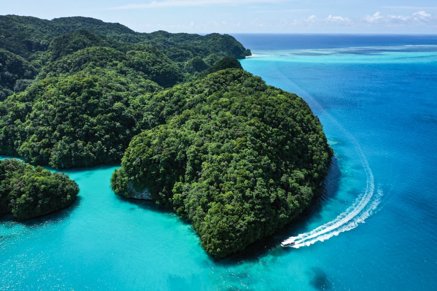 Rock Islands Palau Boat Tour Island Hopping Drone