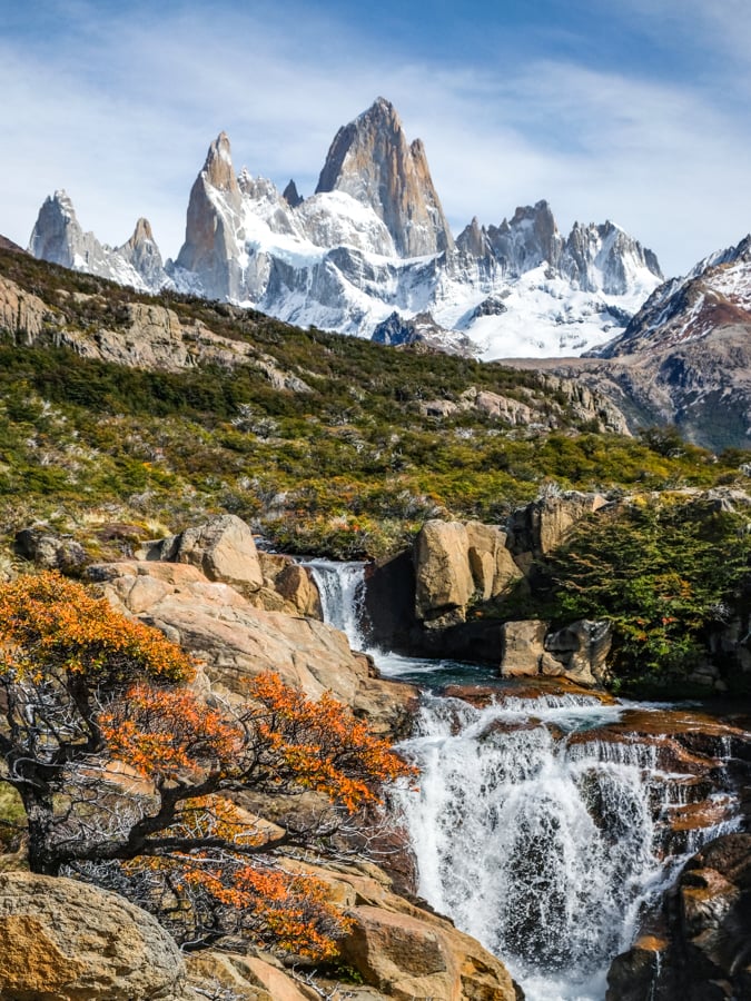 Mount Fitz Roy Patagonia Laguna De Los Tres Hike El Chalten Argentina Waterfall