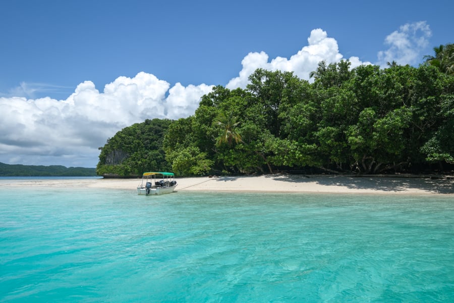 Rock Islands Palau Boat Tour Island Hopping Babelomekang Omekang Beach