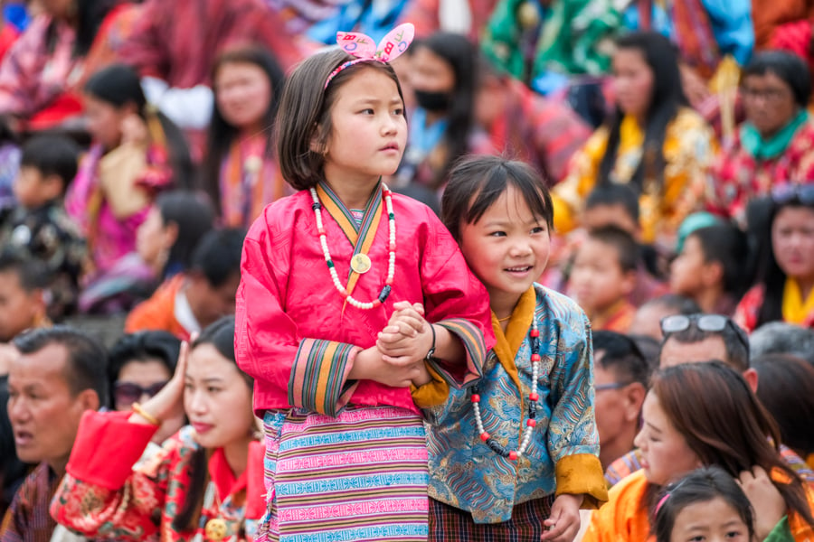 Tsechu Festival Bhutanese Local Girls