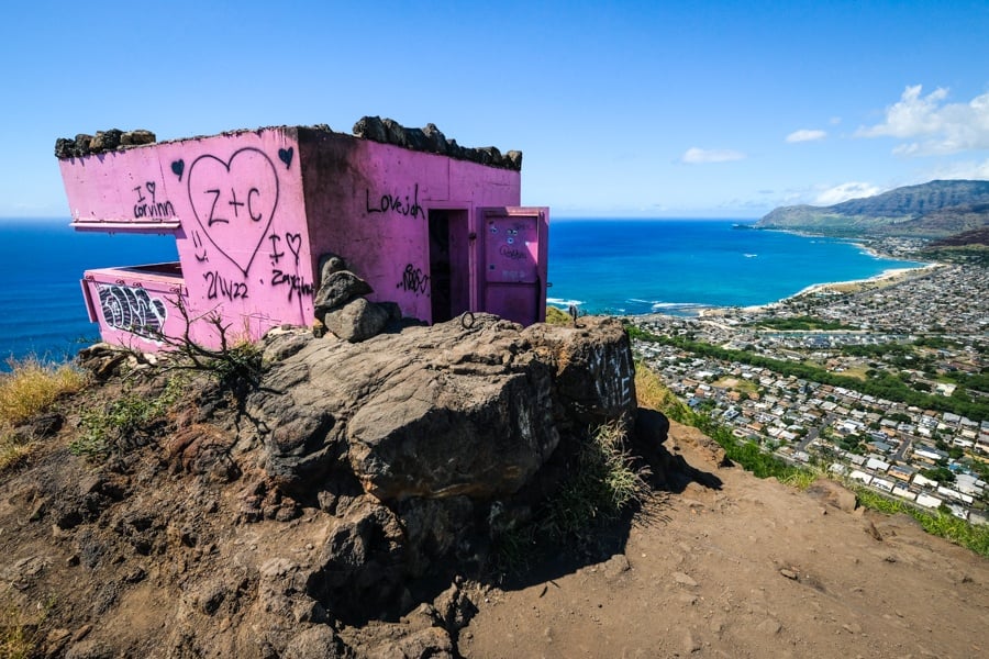 Pink Pillbox Hike Maili Waianae Oahu Hawaii