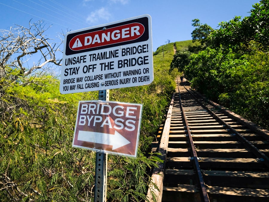 Danger Warning Sign Bridge Bypass Stairs Doom