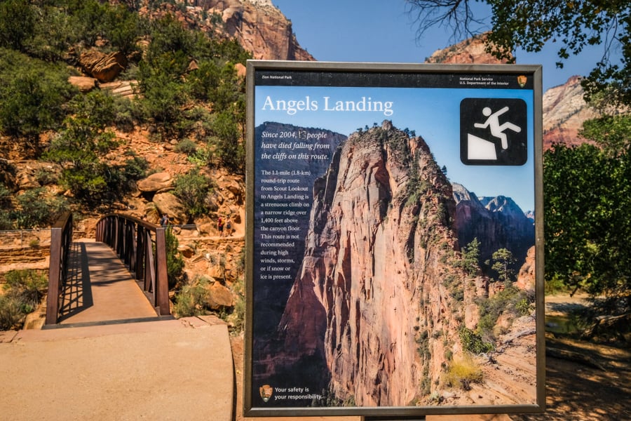 Angels Landing Trail Head Sign Trailhead Zion National Park