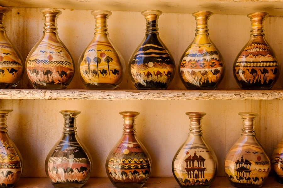 Bottled sand art souvenirs at Petra