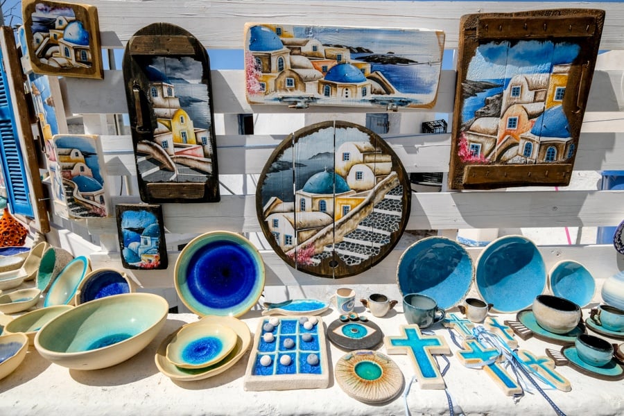 Souvenirs For Sale Plates Greek Pyrgos