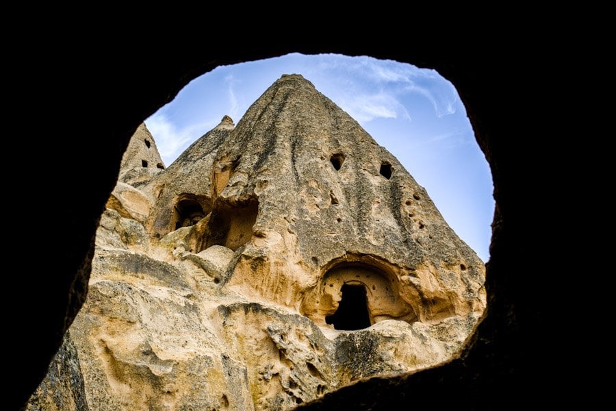 Selime Monastery window in Cappadocia Turkey