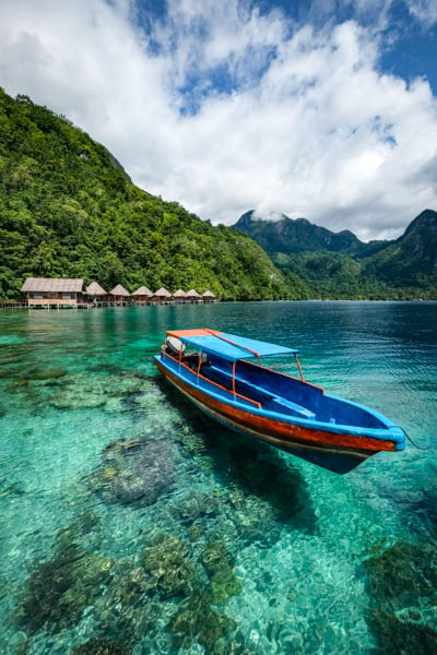 Ora Beach Resort Seram Island Maluku Indonesia Boat