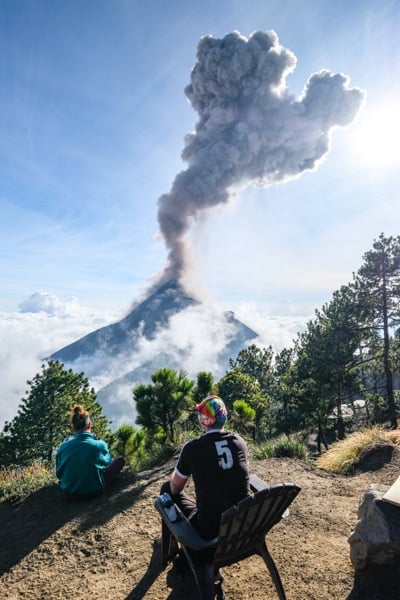 Acatenango Volcano Hike Guatemala Volcan De Fuego Base Camp Eruption