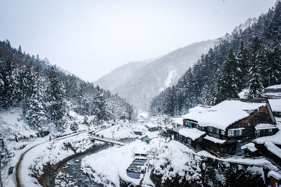 Snowy mountain village at Nagano