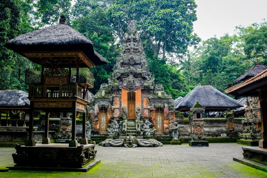 Old temple Pura Dalem Agung Padangtegal at the Ubud Monkey Forest in Bali