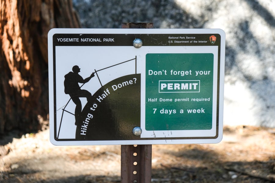 Half Dome Warning Permit Sign