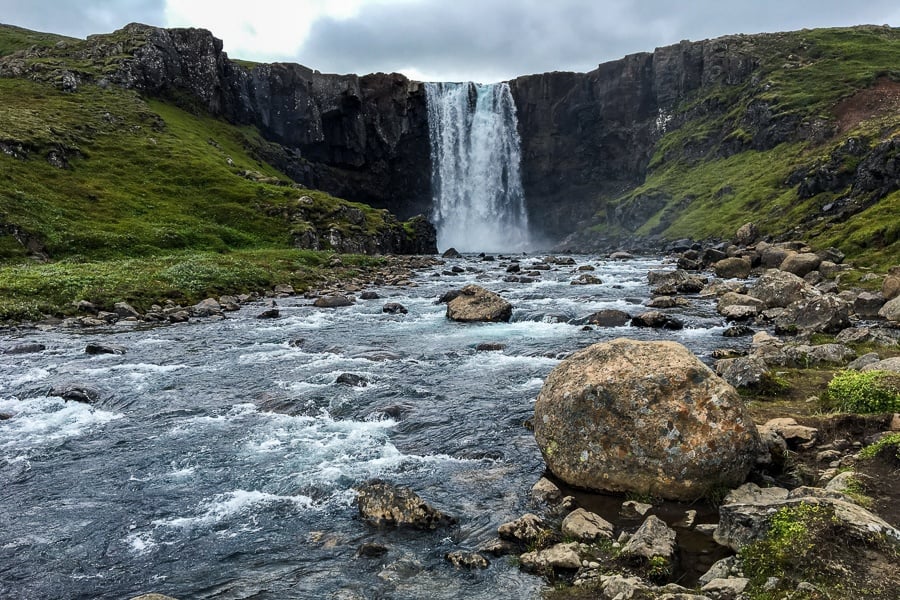 Gufufoss Waterfall and river in Iceland