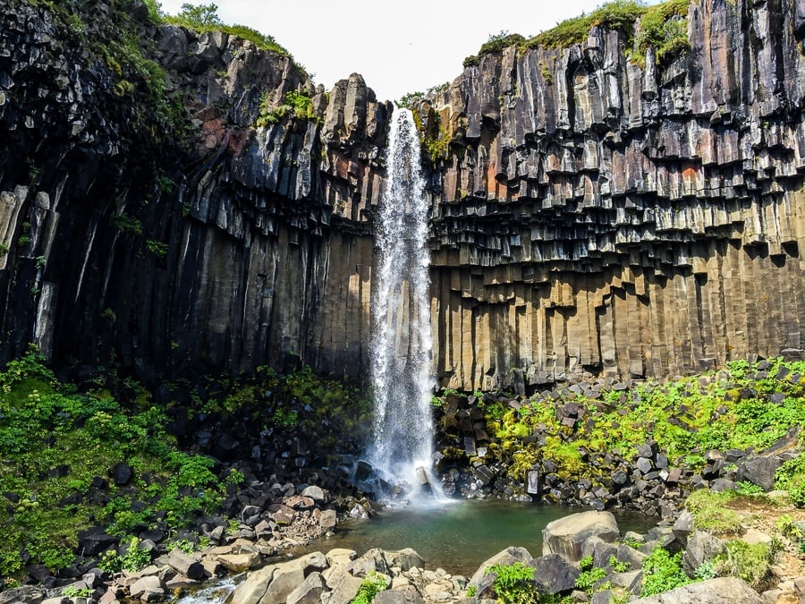 Svartifoss Waterfall and basalt rocks in Iceland